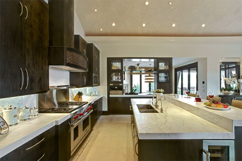 Interior kitchen and marble counter tops