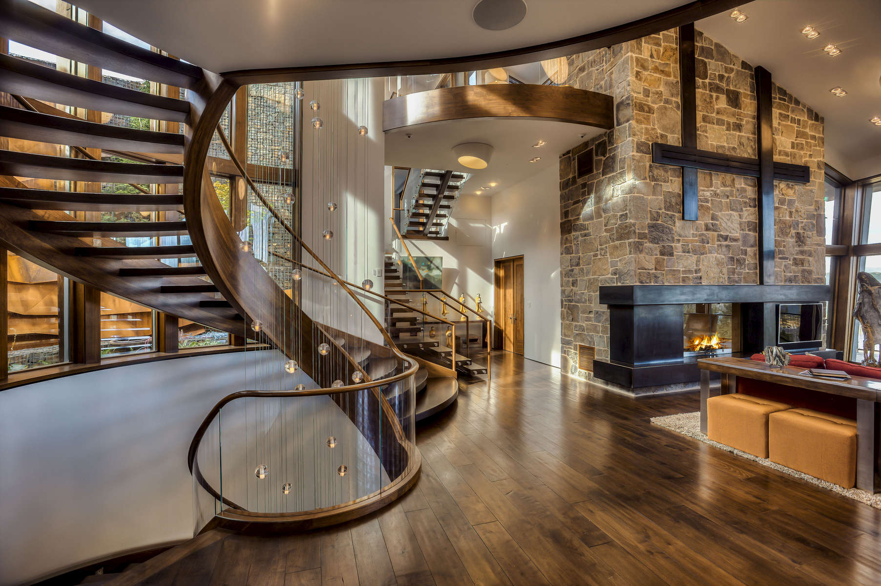 Interior family room and stairwell