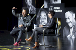 CHICAGO, IL - OCTOBER 17: Fawzia Mirza,Actor & Writer (right) interviews Boots Riley, Writer & Director (left) during “Radical Creators: The Cultural Leaders Defining the Zeitgeist” at the Edlis Neeson Theater. (Photo by Beth Rooney/Chicago Ideas Week)