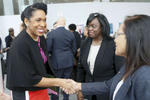 Lt. Governor Juliana Stratton greets people at the SMASH Illinois launch in Chicago, Illinois on January 24, 2019. 