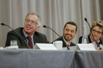 Left to Right: Frederic S. Mishkin, Columbia business School (co-chair), Amir Sufi, UChicago Booth Business School, and Mary Daly, Federal Reserve Bank of San Francisco. 