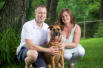 At home with their dog — St. Louis engagement session for Alissa & Ben. Wedding photography by Tiffany & Steve Warmowski.