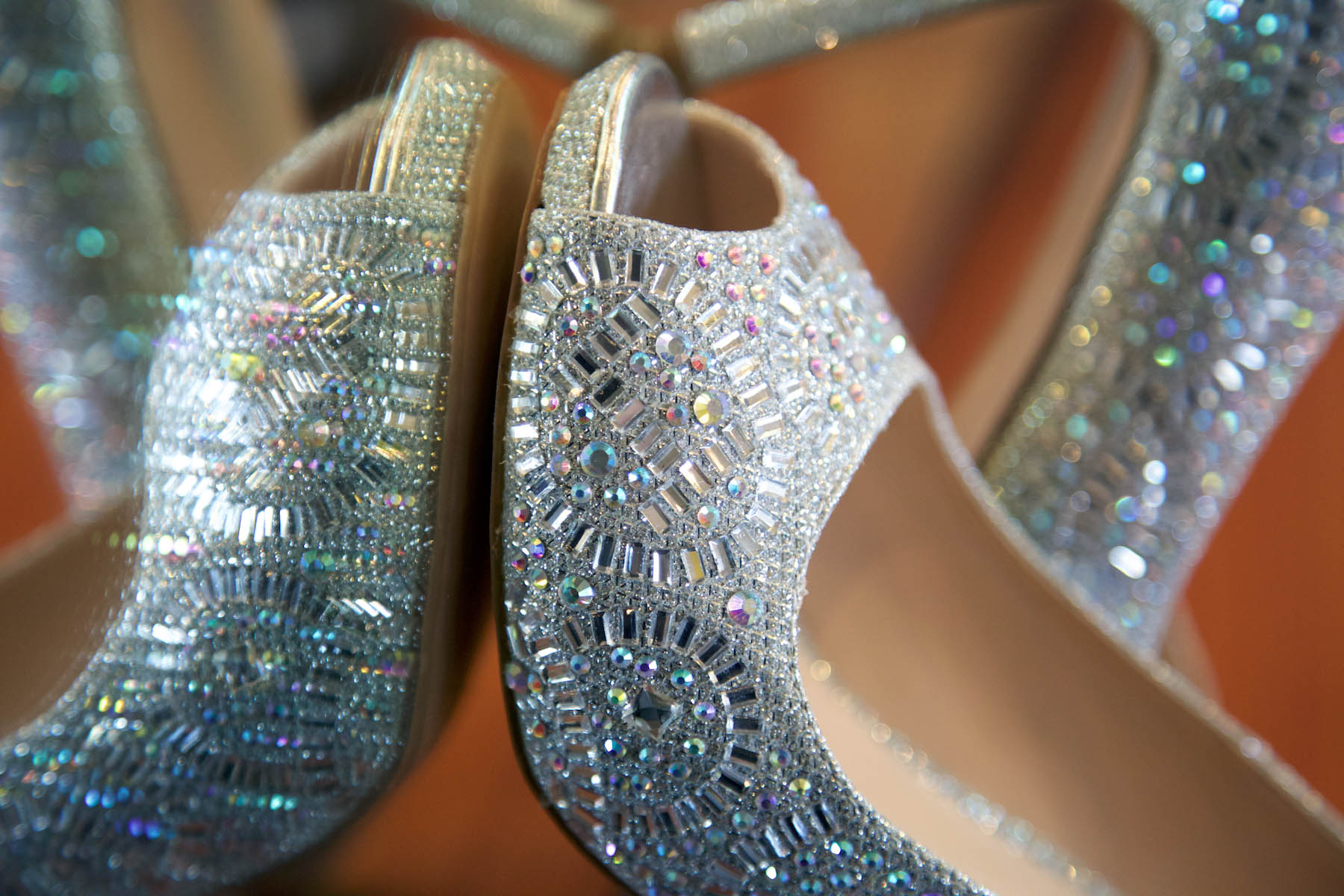 Alissa's sparkly shoes for her wedding day. Wedding pictures by Tiffany & Steve of Warmowski Photography. 