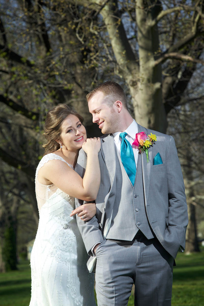 Outdoor portraits in Community Park. Wedding pictures by Tiffany & Steve of Warmowski Photography.