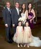 Formal portraits for Alissa & Brandon included this grouping — twin bride, marries twin groom, with twin flower girls. Ceremony at Our Saviour Catholic Church, Jacksonville. Wedding photography by Tiffany & Steve Warmowski.