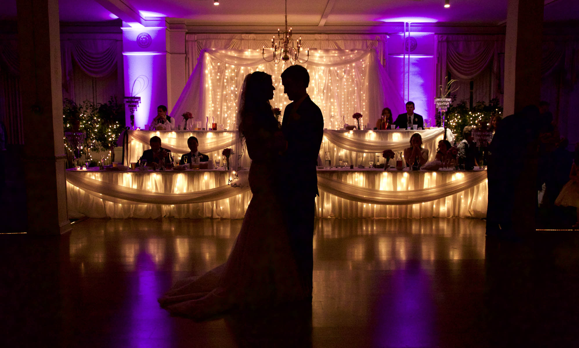First dance, Alissa & Brandon's wedding reception at Hamilton's 110 North East. Wedding photography by Tiffany & Steve Warmowski.