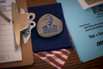 August 29, 2012- Charlottesville, VA: A rock with the emblem {quote}Obama Rocks!{quote} lies on a desk at an Obama campaign field office in Charlottesville, VA.  (Scout Tufankjian for Obama for America/Polaris)