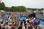 September 1st, 2012 - Urbandale, IA: President Barack Obama waves to a large crowd at the Living History Farms in Urbandale, IA, right outside of Des Moines.  (Scout Tufankjian for Obama for America/Polaris)