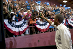 September 3, 2012 - TOLEDO, OH: President Barack Obama waves to supporters at a Labor Day rally in Toledo, OH. (Scout Tufankjian for Obama for America/Polaris)