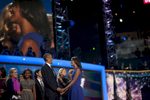 September 6, 2012 - CHARLOTTE, NC: President Barack Obama holds hands with his oldest daughter Malia after his speech at the 2012 Democratic National Convention in Charlotte. (Scout Tufankjian for Obama for America/Polaris)