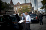 September 22, 2012 - Milwaukee, WI: President Barack Obama waves to supporters after leaving Usinger’s Fine Sausage in Milwaukee, WI.  (Scout Tufankjian for Obama for America/Polaris)