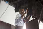 September 22, 2012 - Milwaukee, WI: President Barack Obama speaks at a rain-soaked campaign event in Milwaukee, WI.  (Scout Tufankjian for Obama for America/Polaris)