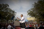 October 25, 2012 - Tampa, FL:  President Barack Obama speaks at a rally in Tampa's Centennial Park during a 48 hour straight swing of campaign events. (Scout Tufankjian for Obama for America/Polaris)