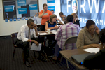 October 25, 2012 - Chicago, IL: President Barack Obama makes phone calls at a campaign field office in his Hyde Park neighborhood. (Scout Tufankjian for Obama for America/Polaris)