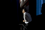 November 3, 2012 - Mentor, OH:  President Barack Obama runs onstage at a campaign event in the small town of Mentor, OH a few days before the 2012 election.  (Scout Tufankjian for Obama for America/Polaris)