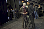 November 3, 2012 - Bristow, VA:  President Barack Obama chats with former President Bill Clinton backstage at a rally in Bristow, VA a few days before the 2012 election. (Scout Tufankjian for Obama for America/Polaris)