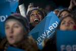 November 3, 2012 - Bristow, VA:  Supporters cheer as President Barack Obama speaks at a rally in Bristow, VA a few days before the 2012 election. (Scout Tufankjian for Obama for America/Polaris)