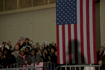 November 4, 2012 - Cincinnati, OH: President Barack Obama's shadow is cast upon an American flag as he speaks to an overflow crowd before a rally in Cincinnati.  (Scout Tufankjian for Obama for America/Polaris)