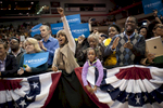 November 4, 2012 - Cincinnati, OH: Supporters cheer as President Barack Obama speaks at a rally in Cincinnati a few days before the election.  (Scout Tufankjian for Obama for America/Polaris)