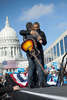 November 5, 2012 - Madison, WI: President Barack Obama embraces Bruce Springsteen after the rocker introduced him at a rally in Madison, WI the day before the 2012 election.  (Scout Tufankjian for Obama for America/Polaris)