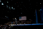 November 7, 2012: Chicago, IL:  President Barack Obama waves goodbye to the crowd at a victory rally at Chicago's McCormick Place on Election Night. (Scout Tufankjian for Obama for America/Polaris)