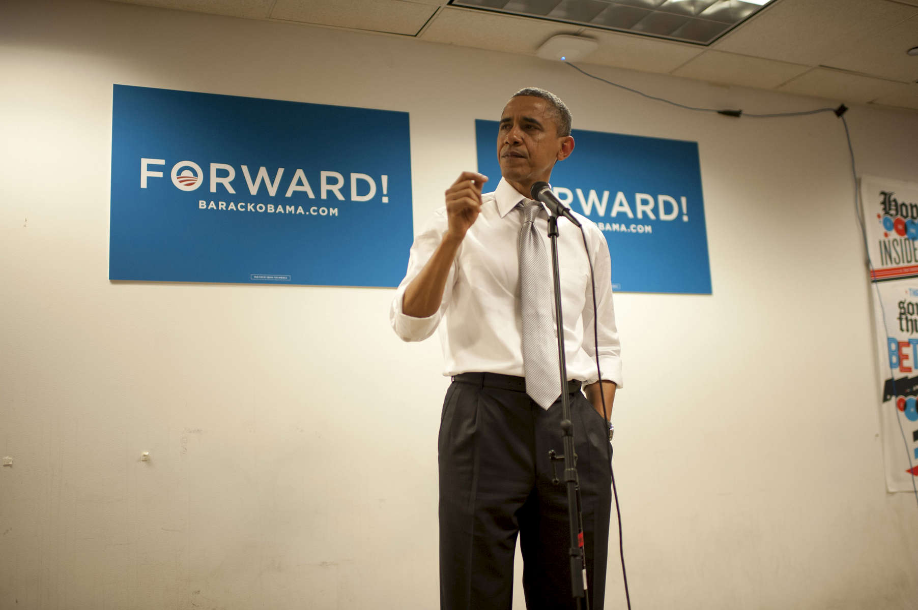 November 8, 2012 - Chicago, IL: President Barack Obama weeps as he speaks to his campaign staff the day after he was elected to a second term as President of the United States.  (Scout Tufankjian for Obama for America/Polaris)