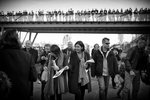 March 08, 2014.  PARIS, FRANCE-  Mayoral candidate Anne Hidalgo greets supporters along the Seine on International Women's Day.  For the first time in France's history, Paris will have a woman as a mayor - either Socialist Anne Hidalgo or Center-Right Nathalie Kosciusko-Morizet.  Photo by Scout Tufankjian