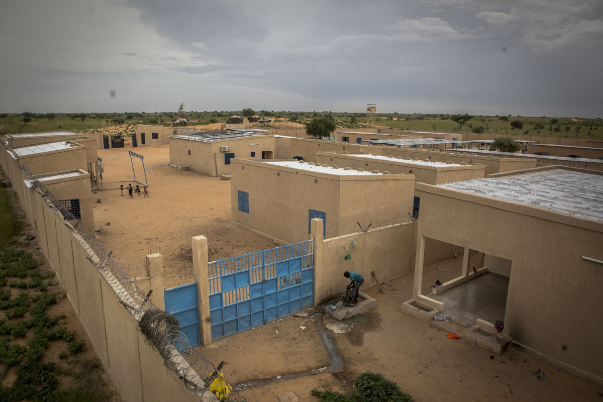 An overhead view of an internment camp for ex-Boko Haram combatants in Goudoumaria, Niger, August 2018.