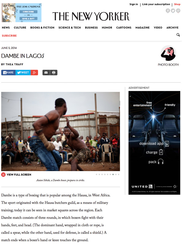The New Yorker (link)Dambe Boxing in LagosJune 2014