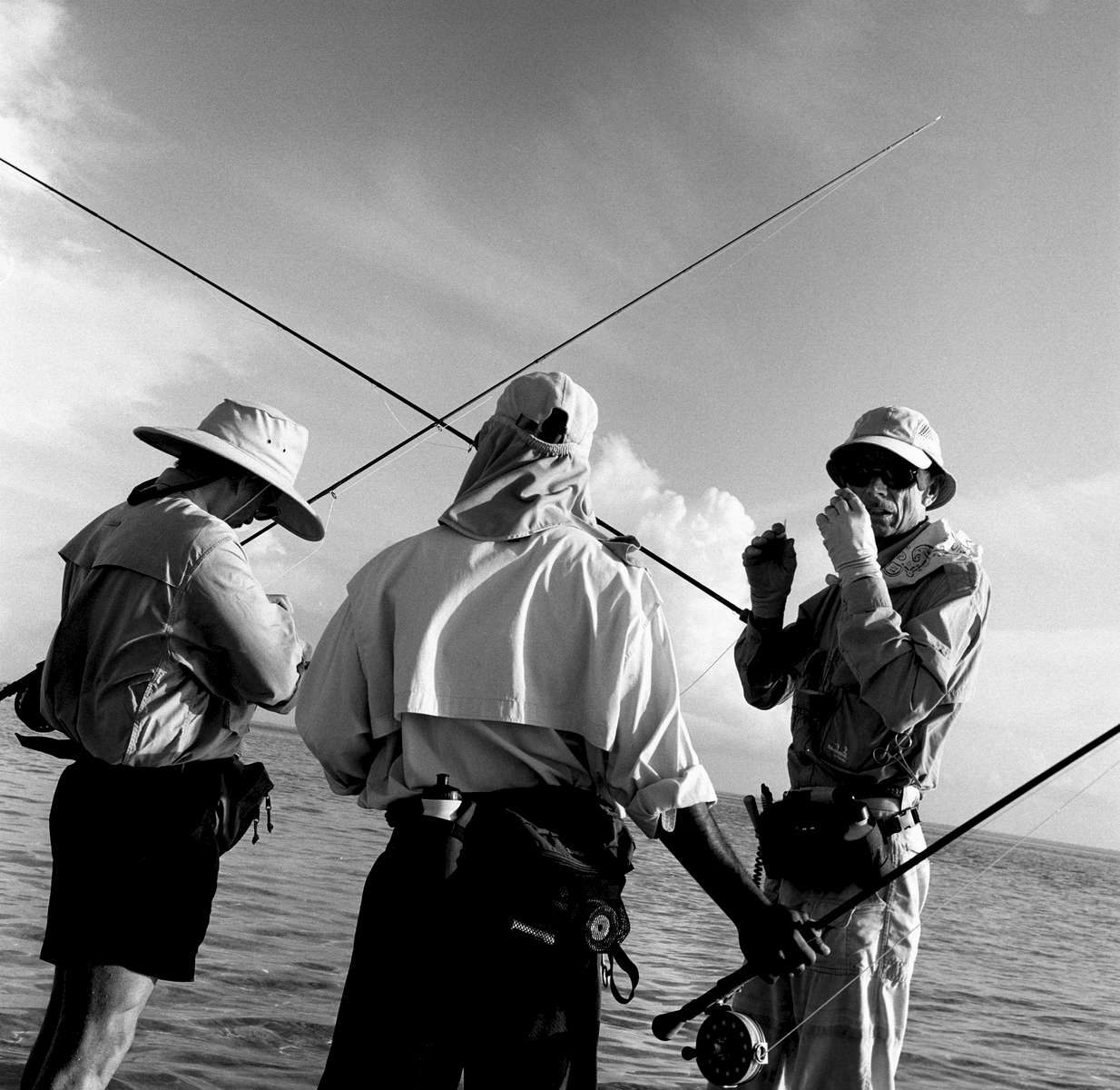 Oregan fly fishermen bone fishing in Christmas Island, Republic of Kiribati 2001