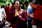 An overjoyed Indian Osho follower after she has been blessed by the Dalai Lama in Mecelod Ganj, India 1998