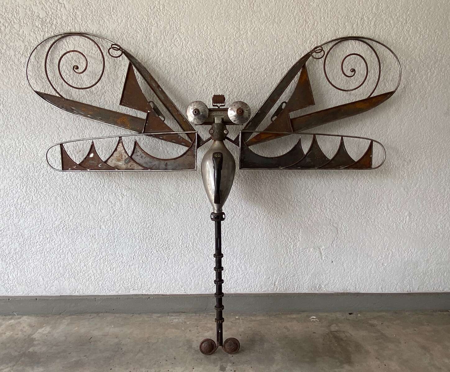 Antique TORNADO vacuum cleaner transformed into a dragonfly with found metal pieceslimited edition 1/1$6000 USD 