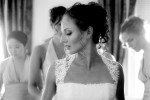 Karina gets ready before her elegant wedding that was photographed by New York and Philadelphia weddding photographers E. Leigh Photography.