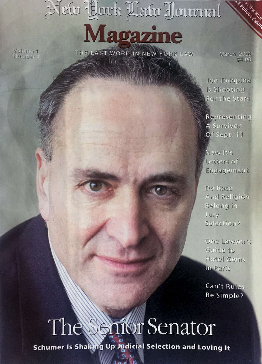 U. S. Senator Charles Schumer  D-NY   New York Law Journal Magazine