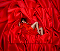 Ashley on Red Fabric