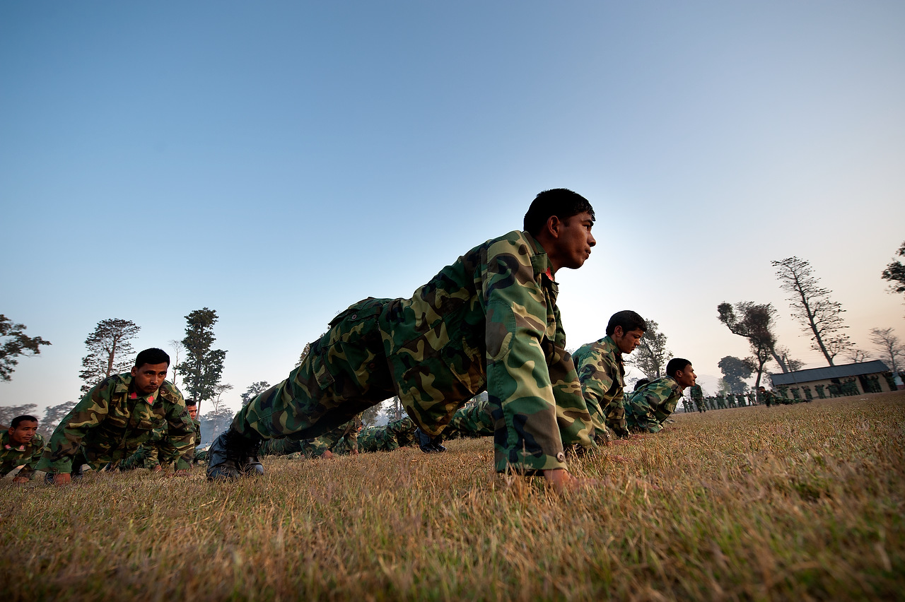 PLA fighters undergo daily physical exercise. Despite the cease-fire PLA fighters undergo a rigorous routine of physical trainings.