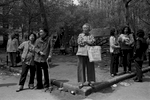 Columbus Park, New York Chinatown,1983.The women in this photograph were watching the funeral proceedings depicted in the previous photograph, directly across the street.