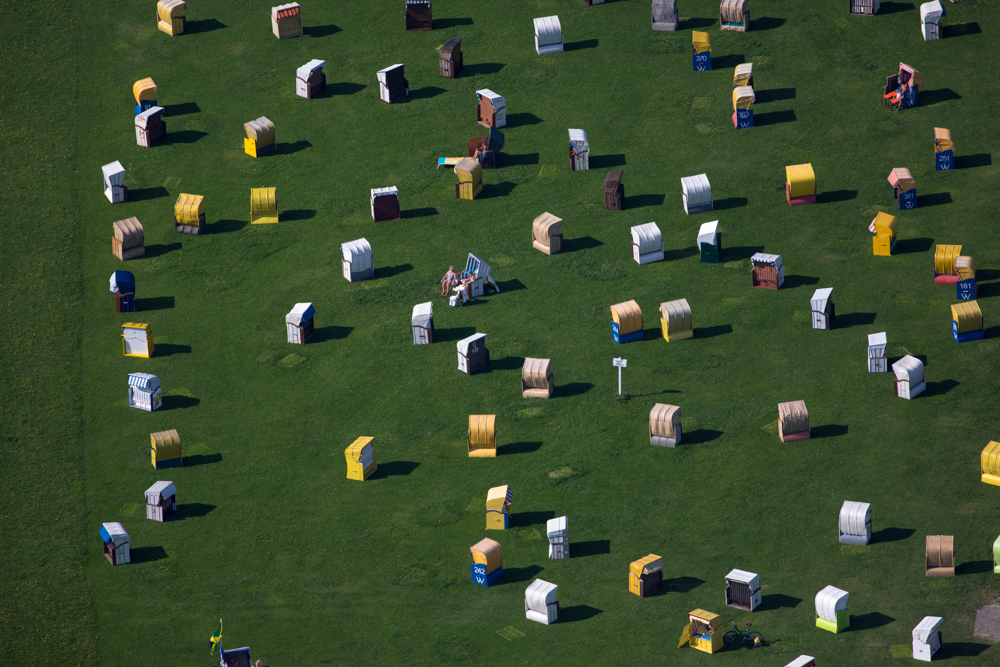 Beach Boxes on Shore Lawn Cuxhaven, Germany 2012Digital Capture, Ref #: 120904-0514