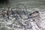 The Star Jet roller coaster operated on Casino Pier in Seaside Heights, New Jersey from 2002 until it was swept into the Atlantic Ocean by Hurricane Sandy in 2012.