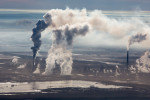 Steam and Smoke Rise From Upgrading Facility at Syncrude Mildred Lake Mine, Alberta, Canada 2014 (140915-0525)Featured in the November 2014 issue of Landscape Architecture Magazine