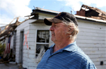 20110525 Joplin, Missouri (NAT)  Tornado aftermath in Joplin, MO. Resident Franklin Gregory, 66, who is living in a shelter at the University, surveys his neighborhood on Annie Baxter Street.  (dan story) Nicole Bengiveno / New York Times
