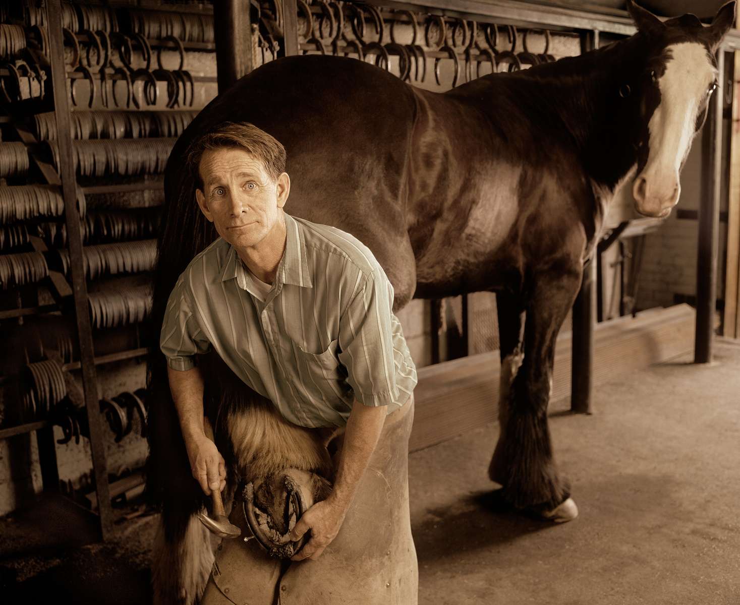 Client: Washingtonian magazinePete Cote: the only civilian farrier in the US Army.  Photographed at Fort Myer, VA.