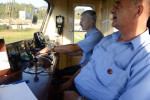 NEAR SARAJEVO, BOSNIA AND HERZEGOVINA.  Train conductors Sakib Buzo, 53, and Izet Golubic, 51, drive the train to Doboj from the train station in Sarajevo, Bosnia and Herzegovina on October 20, 2014.  Buzo and Golubic said they used to drive routes to Belgrade before the war but those were discontinued after the 1992-1995 conflict and routes to cities like Banja Luka inside the Republika Srpska, one of two entities in the present day divided Bosnia and Herzegovina, were discontinued in only the last few years as Serbian nationalism has been on the rise.