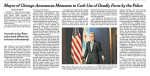 THE NEW YORK TIMES (USA) Mayor Rahm Emanuel, at a news conference on Wednesday, said that trust in the Chicago police {quote}has been frayed to the point where it is broken.{quote} {quote}Mayor of Chicago Announces Measures to Curb Use of Deadly Force by Police,{quote} p. A10.December 31, 2015.