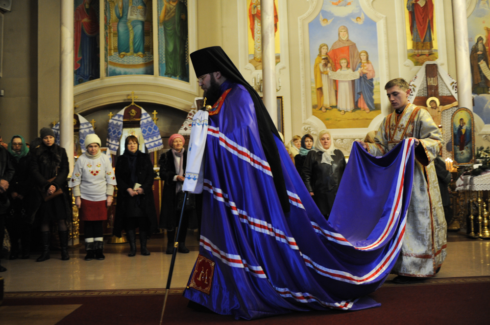 ODESSA, UKRAINE.  The priest performs Christmas mass at the Christmas Church on January 7, 2016.  Orthodox Christians around the world celebrate Christmas on January 7.