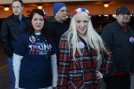 CHICAGO, ILLINOIS. Supporters of Republican Presidential front runner Donald Trump wait in line on the University of Illinois Chicago (UIC) campus to hear Trump speak at an event scheduled for the early evening in Chicago, Illinois on March 11, 2016.  Trump cancelled the event citing a request from the Chicago Police after scuffles broke out between his supporters and protesters, who had claimed a large number of the seats, before he was to speak, something the Chicago Police denied, which maintain they were ready to work the whole night.