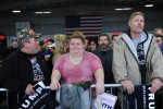 BLOOMINGTON, ILLINOIS.  Trump supporters inside the Synergy Flight Center to hear Republican front runner Donald Trump speak on March 13, 2016.