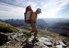Ed Viesturs hikes on Mount Rainier. 