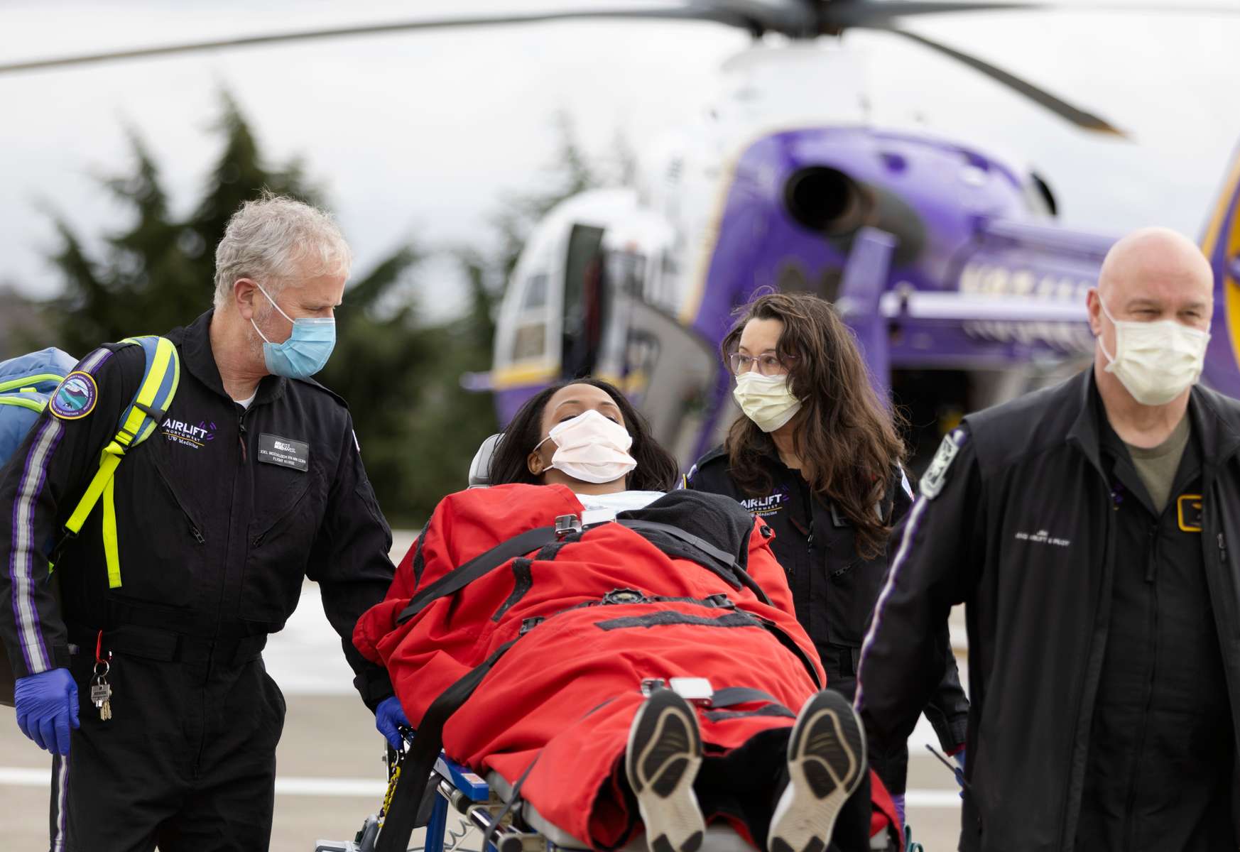 Harborview Hospital ICU nurses and Airlift staff at work. Feb 13, 2023. Photo by Ron Wurzer