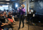 Mary J. Blige performs a private show at a Starbucks store. 
